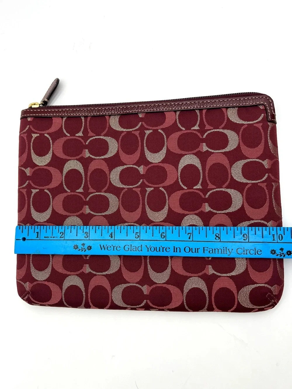 Coach Burgundy Signature Jacquard Padded iPad Tablet Sleeve